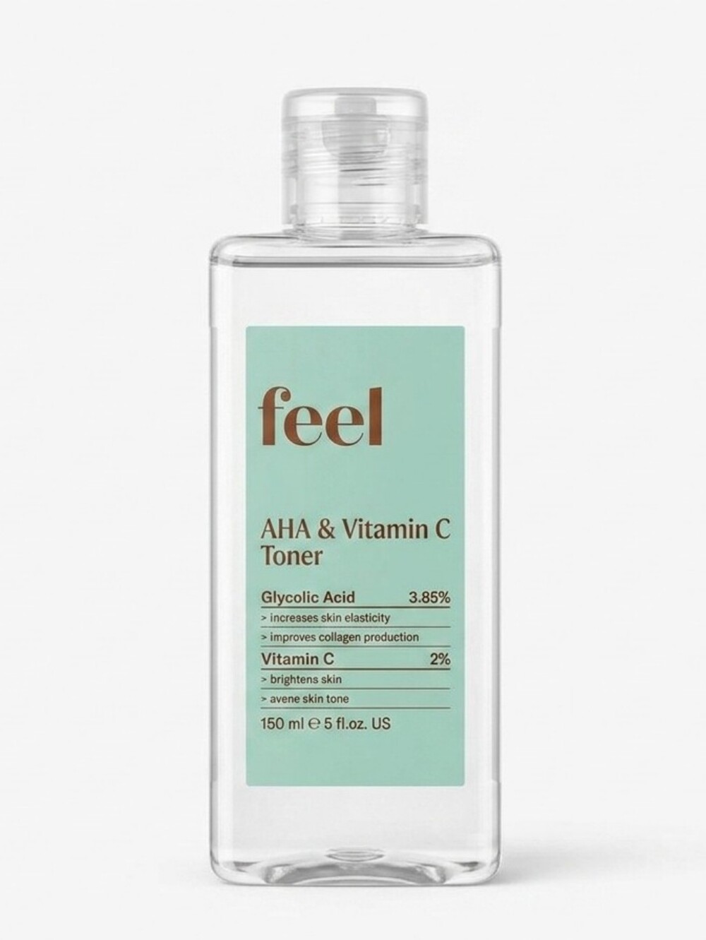 Feel Beauty AHA & Vitamin C Toner Glycolic Acid Resurfacing Full Size 5oz
